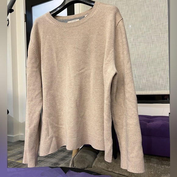 100% Cashmere Chinti & Parker Relaxed Colorblock Crew. L. Beige, Gray, Black. - Picture 3 of 13